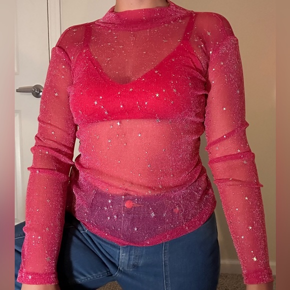 Pink Sparkle Mesh Undershirt - Picture 2 of 2